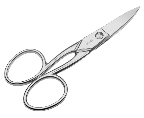 Nail scissors, curved, chrome, 10cm