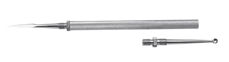 Lancette et tire comédons inox — 2 embouts amovibles